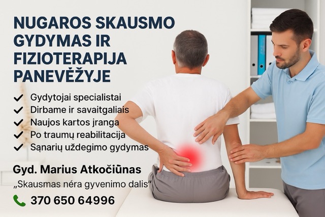 Nugaros skausmo gydymas ir fizioterapija Panevėžyje